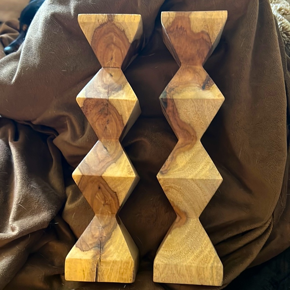 Beautiful Handcrafted wood candle holders brand new